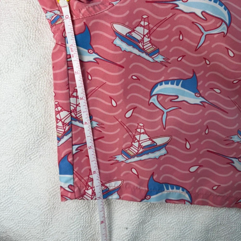 Vineyard Vines Mens Pink Marlin Boat Print Swim Trunks Board Shorts Size Large